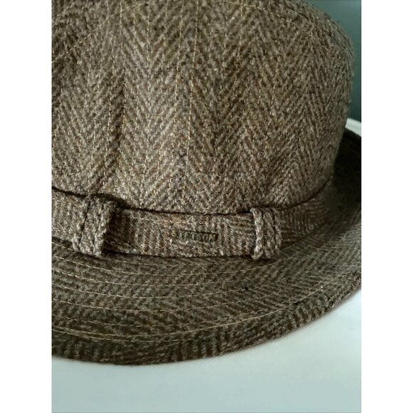 Stetson Equalizer Brown Herringbone Fedora Hat With Bow Accent - Picture 8 of 11